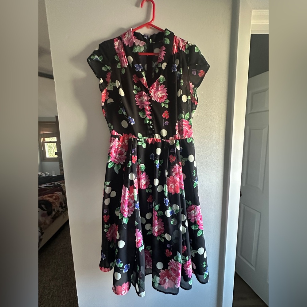Hell Bunny Floral Polka Dot Dress
